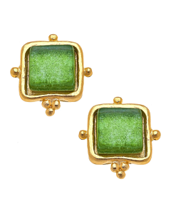 SUSAN SHAW SPRING GREEN SQUARE EARRINGS